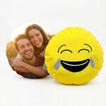 Fotoğraf Baskılı Kişiye Özel Yuvarlak Emojili Yastık (Gülen Yüz)