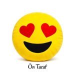 Fotoğraf Baskılı Kişiye Özel Yuvarlak Emojili Yastık (kalpli gözler) - Görsel 4
